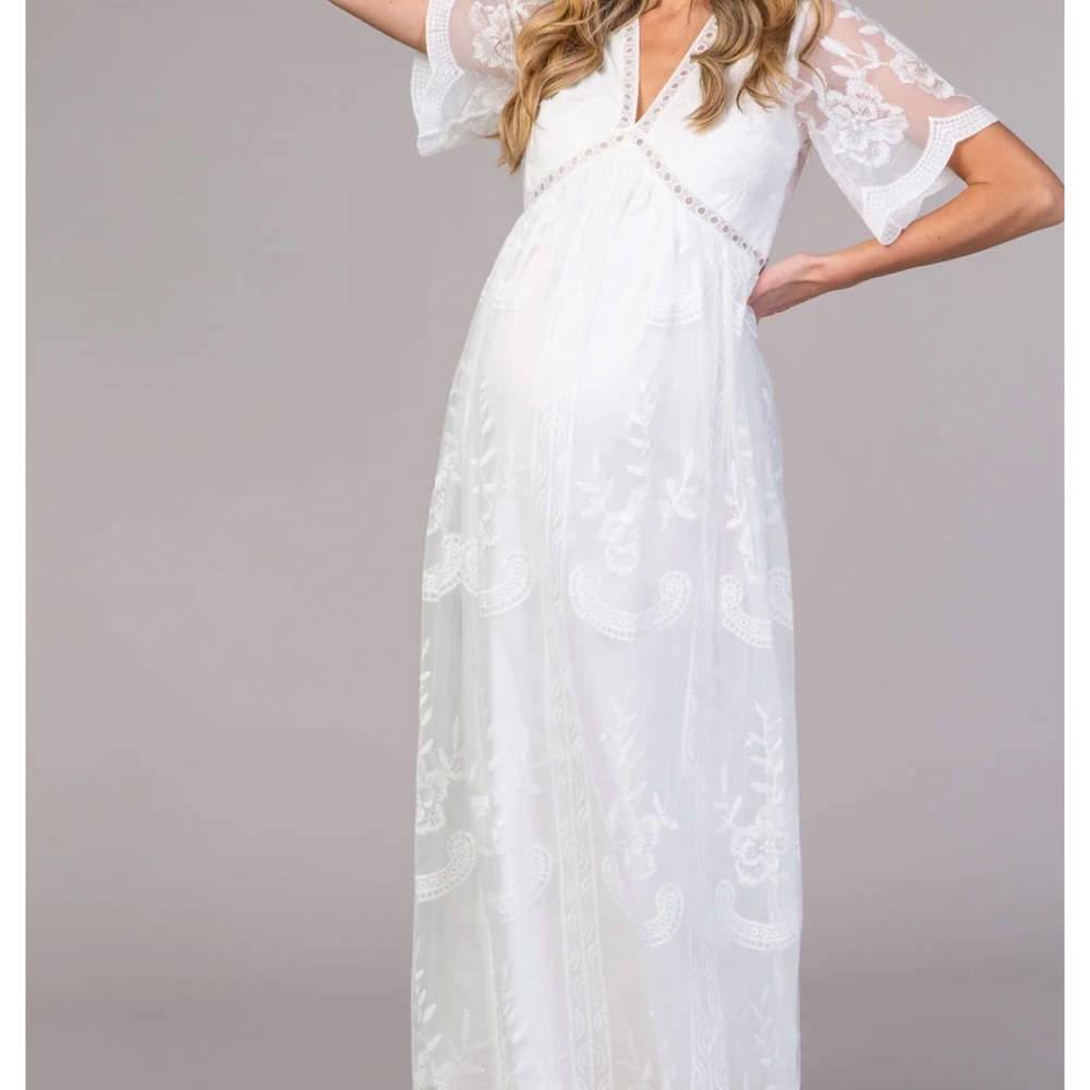 Never worn!!!! PinkBlush Maternity white gown. Brand new with tags